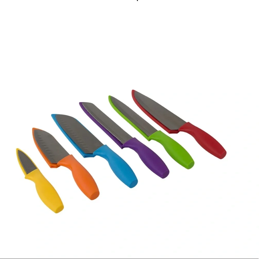 Stainless Steel Knife Set with Colorful Slip Covers
